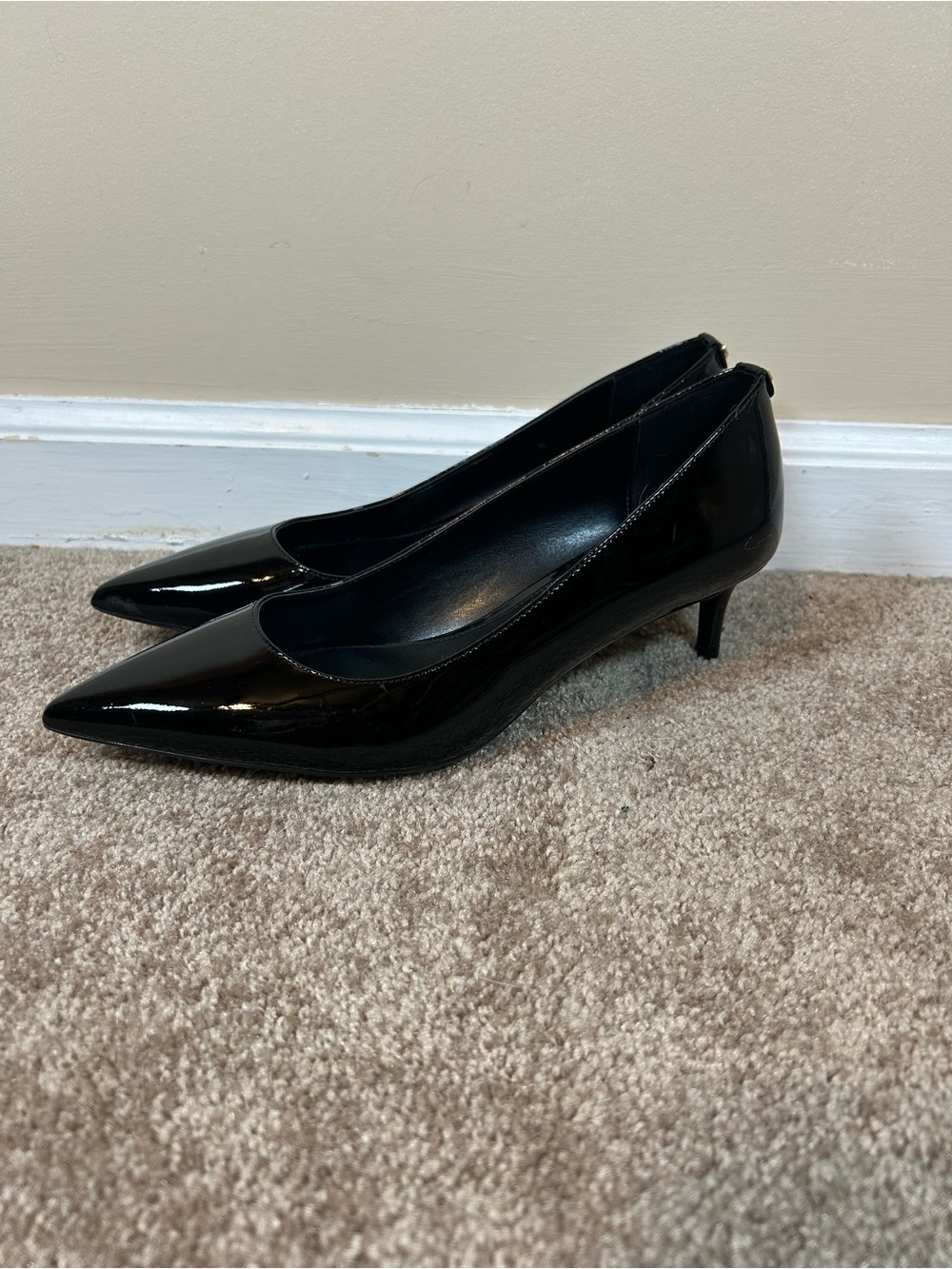 MICHAEL Michael Kors Black Patent Pointed-Toe Low Heels